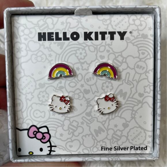 Sanrio Hello Kitty and Friends Rainbow and Face Stud Earring Set NEW 2 Pairs - Picture 2 of 9